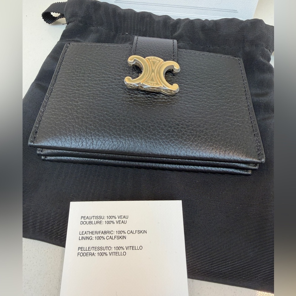 Brand New CELINE Accordion Nino Card Holder with Black Leather Gold Hardware - Picture 16 of 16